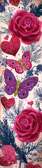Free butterfly bookmarks of a butterfly with red roses